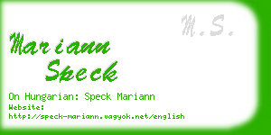 mariann speck business card